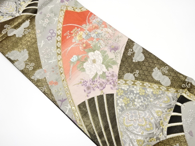 薫華宝扇文織り出し袋帯